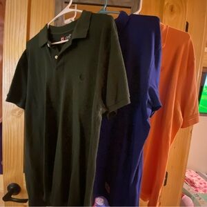 Classic Polo Shirt Trio - Dark Green, Royal Blue, and Coral Orange